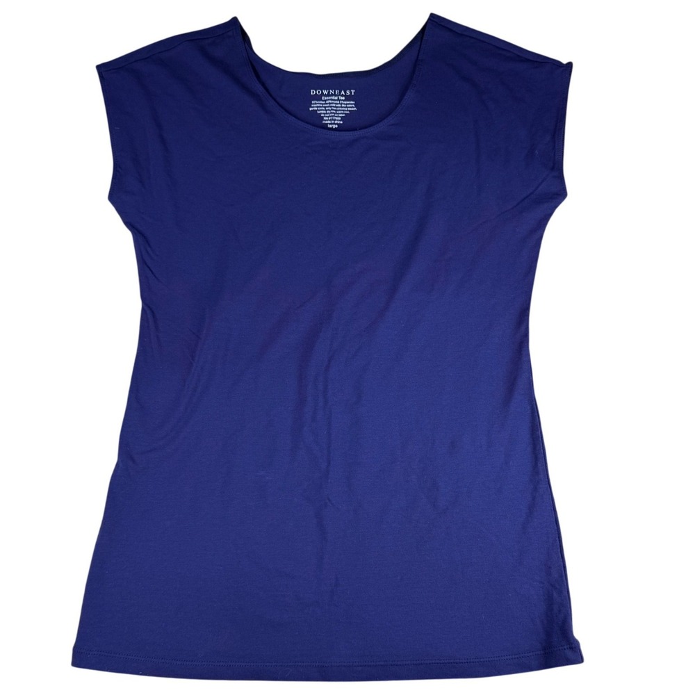 Downeast Essential Tee Short Sleeve Scoop Neck Navy Blue Large Cotton Modal L